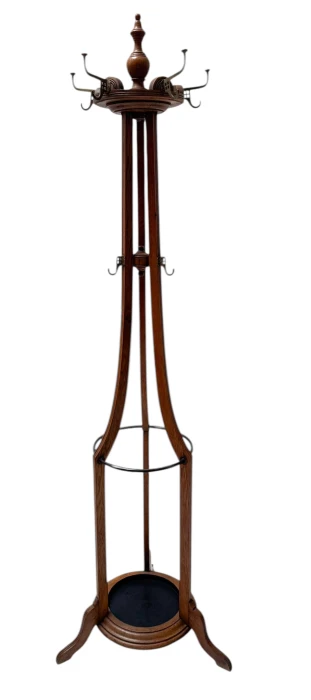 Arts & Crafts Coat Stand or Porte Manteau with Rotating Top, 1900s
